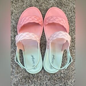 Super Cute Cat & Jack Pink Braided Sandals - Big Girls Sz 3